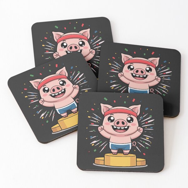 Item preview, Funny Chibi Pig Victory Pose on Podium – Cute Kawaii Workout Celebration Design designed and sold by ColorSplash123.