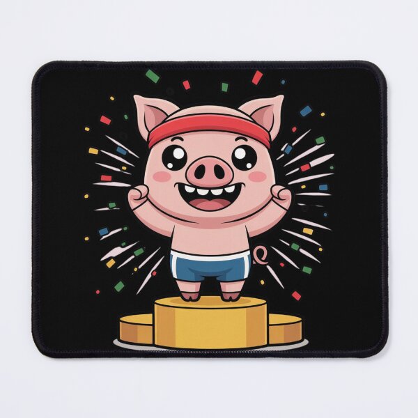 Item preview, Funny Chibi Pig Victory Pose on Podium – Cute Kawaii Workout Celebration Design designed and sold by ColorSplash123.
