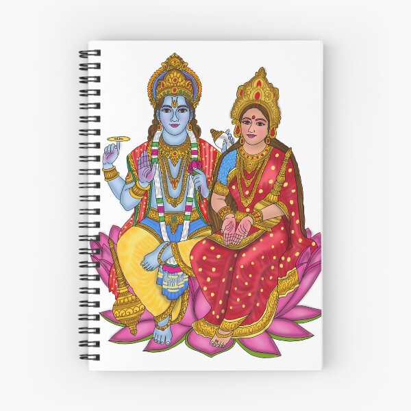 Item preview, Lakshmi Narayan on Lotus Digital Painting | Vishnu and Lakshmi Divine Couple | Hindu Spiritual Wall Art designed and sold by Harshit_Digital_Arts.