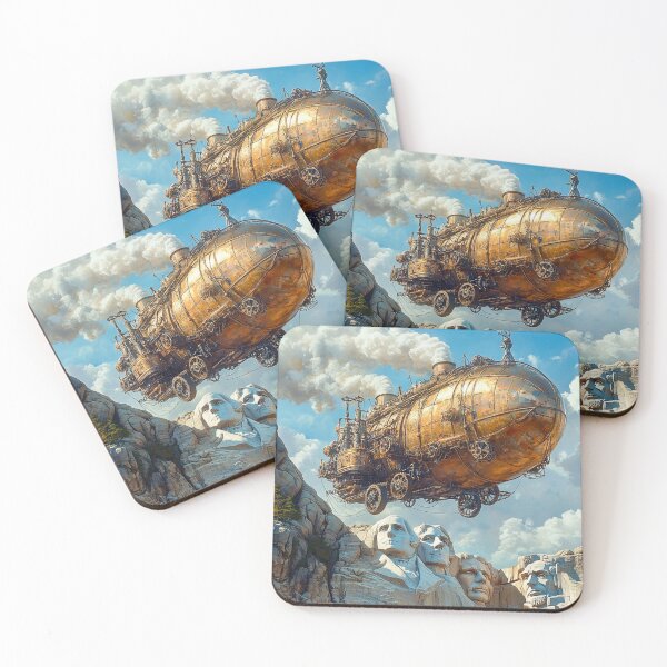 Item preview, Steampunk Airship Over Mount Rushmore, South Dakota designed and sold by Myra365Art.