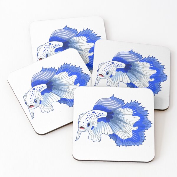 Item preview, Blue and White Betta Fish Art – Elegant Siamese Fighting Fish Design for Stickers, Shirts & Home Decor designed and sold by Graphic Botique.