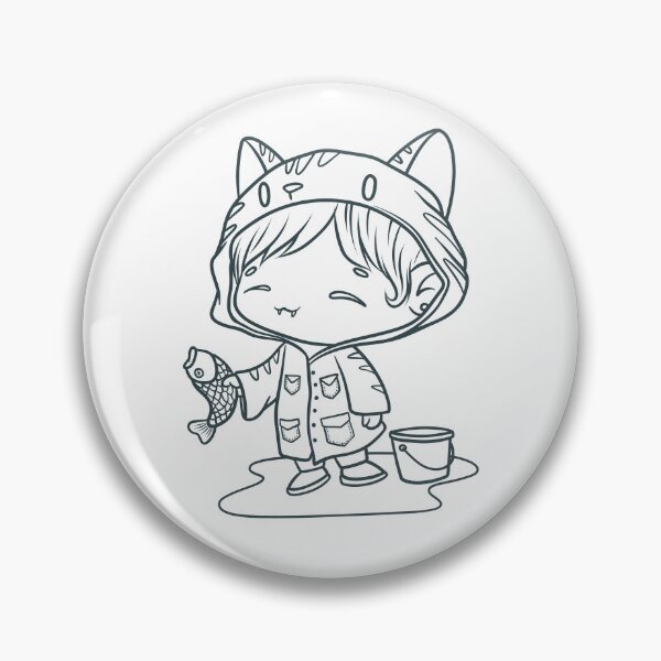 Item preview, Chibi Cat Boy – Cute Character Holding Fish and Bucket designed and sold by Noarosario.