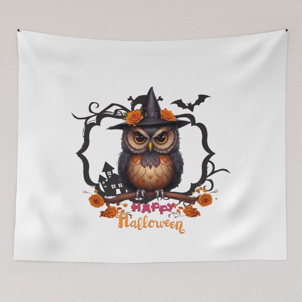 Item preview, Halloween Owl with Witch Hat  Happy Halloween Art Print designed and sold by Medeea Publishing.
