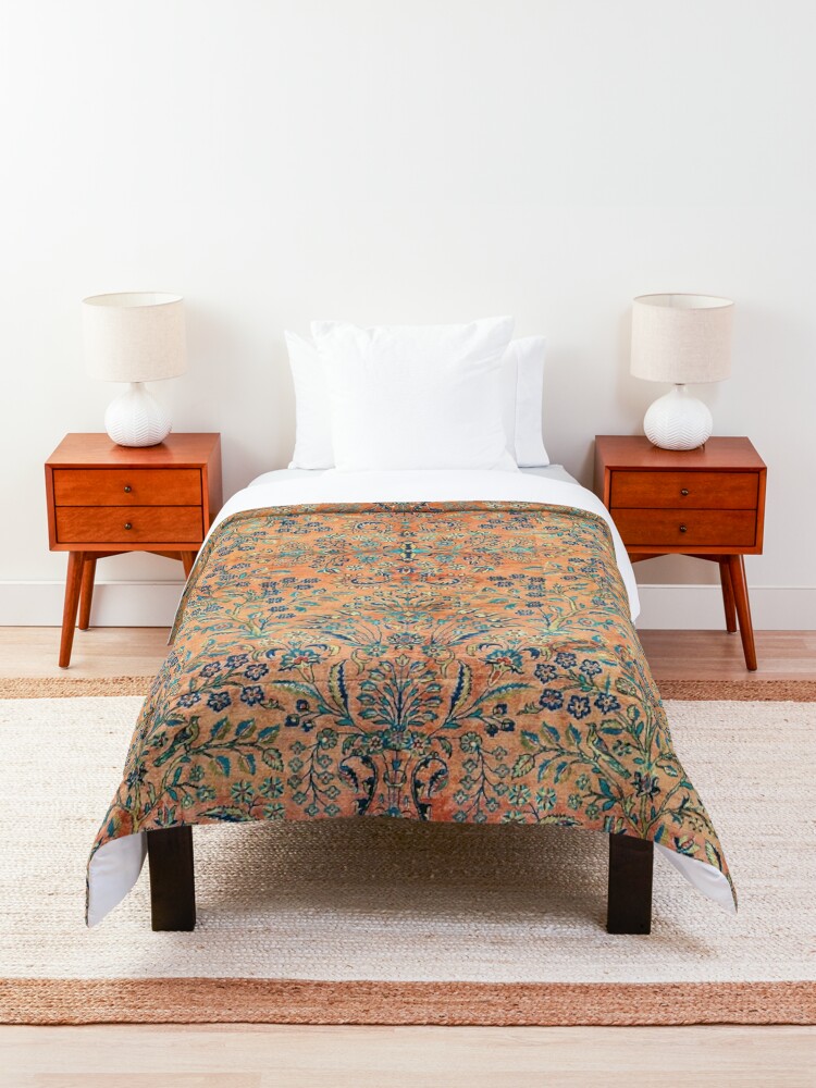 Comforter, Manchester Kashan Floral Persian Carpet Print designed and sold by Vicky Brago-Mitchell®