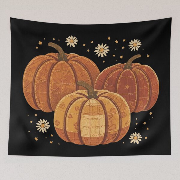 Item preview, Rustic autumn pumpkins with stars and daisies illustration designed and sold by Monascreativeempire.