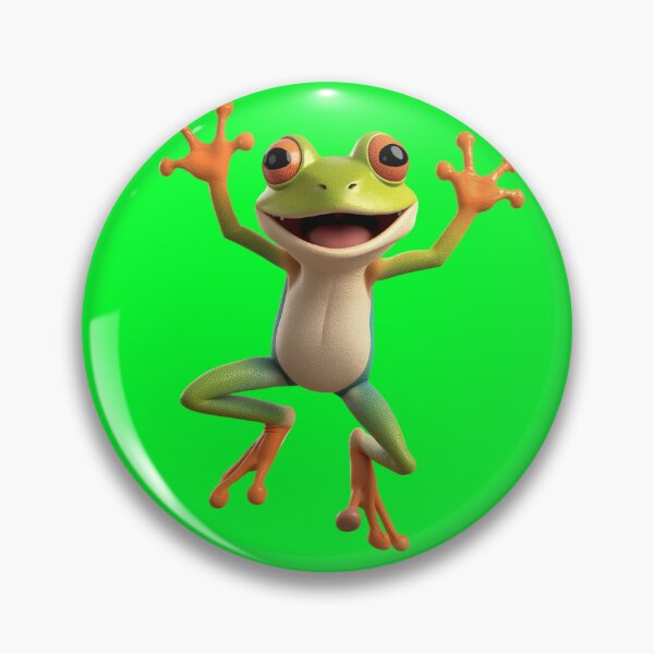 Item preview, Happy Cartoon Frog – Cute 3D Render of Smiling Jumping Frog Character on Taupe Background designed and sold by PixelVibe782.