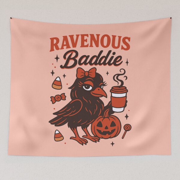 Item preview, Cute Halloween Raven Ravenous Baddie  designed and sold by CreepyCornerArt.