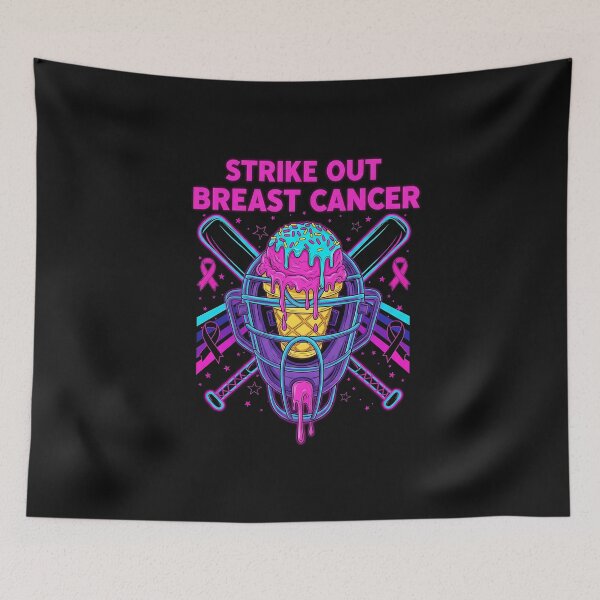 Item preview, Strikeout Breast Cancer Baseball Catcher Mask Ice Cream Drip  designed and sold by facegm.