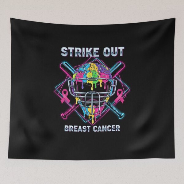 Item preview, Strikeout Breast Cancer Baseball Catcher Mask Ice Cream Drip designed and sold by facegm.