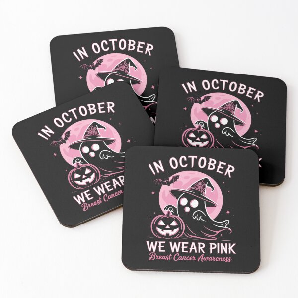 Item preview, in October We Wear Pink Ghost Halloween Women Breast Cancer designed and sold by brynatshop.