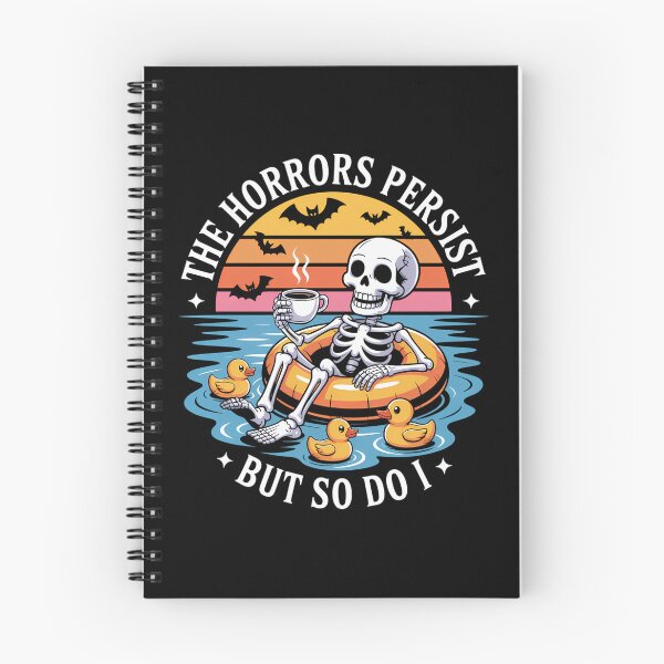 Item preview, The Horrors Persist But So Do I Humor Skeleton Coffee Lover designed and sold by brynatshop.