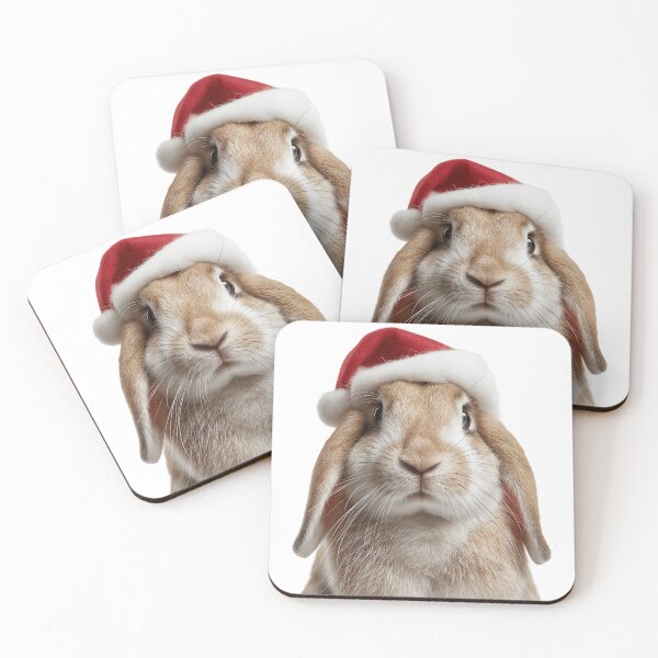 Item preview, Rabbit with Christmas Hat – Festive Rabbit Xmas Design designed and sold by LazyOwlStore.