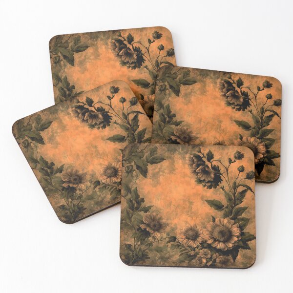 Item preview, Dark Vintage Floral Botanical on Distressed Ochre designed and sold by LanaGustavsson.