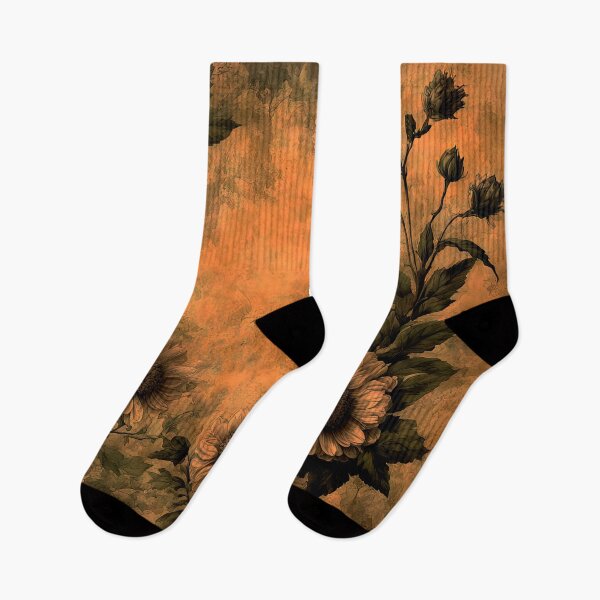 Item preview, Dark Vintage Floral Botanical on Distressed Ochre designed and sold by LanaGustavsson.