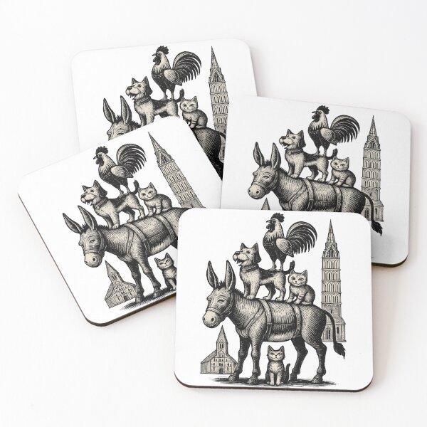 Item preview, Bremen Town Musicians - Vintage Woodcut Animal Art designed and sold by corocoro-coron.