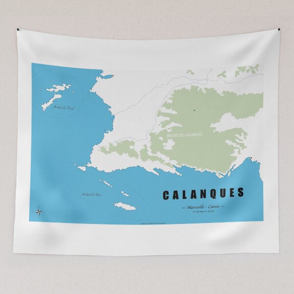 Item preview, Calanques Marseille Cassis Minimalist Map Coastal Art designed and sold by Bobraiis.