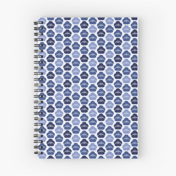 Item preview, Retro Ume Plum Blossom Grid in Blues – Japanese Floral Wave Pattern designed and sold by StudioMeggi.