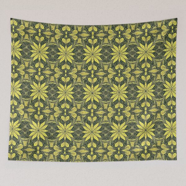 Item preview, Yellow, Flowers & Leaves, Abstract Artistic Stylize, Symmetrical Repeated Texture Pattern (image size 8320x12480) designed and sold by Digital-Davinci.