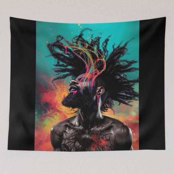 Item preview, AfroNova Graffiti Prophets — Afrofuturist neon saints glowing with cosmic graffiti energy, street art fused with divine power. designed and sold by Blackcanvas444.
