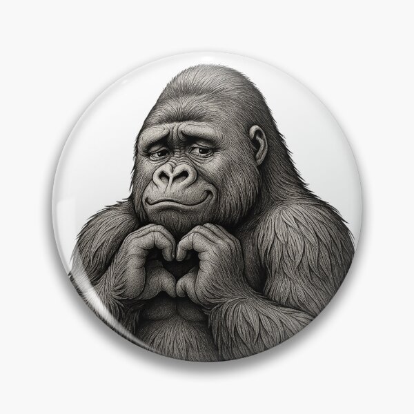 Item preview, Heart Hands Gorilla - Gentle and Loving Ape Illustration designed and sold by corocoro-coron.