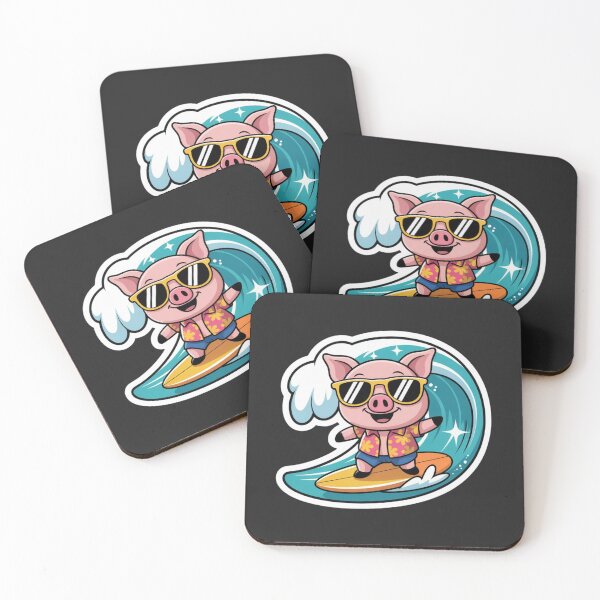 Item preview, Cute Chibi Pig Surfing on Ocean Waves | Kawaii Summer Pig with Sunglasses | Funny Beach Animal Design designed and sold by ColorSplash123.