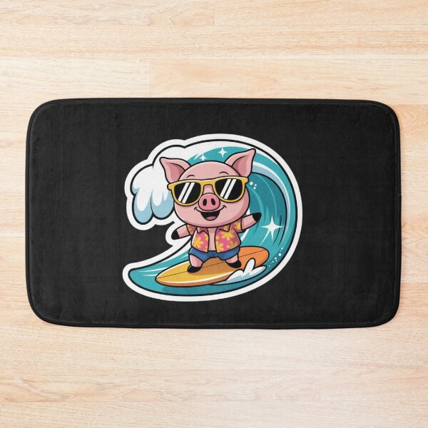 Item preview, Cute Chibi Pig Surfing on Ocean Waves | Kawaii Summer Pig with Sunglasses | Funny Beach Animal Design designed and sold by ColorSplash123.