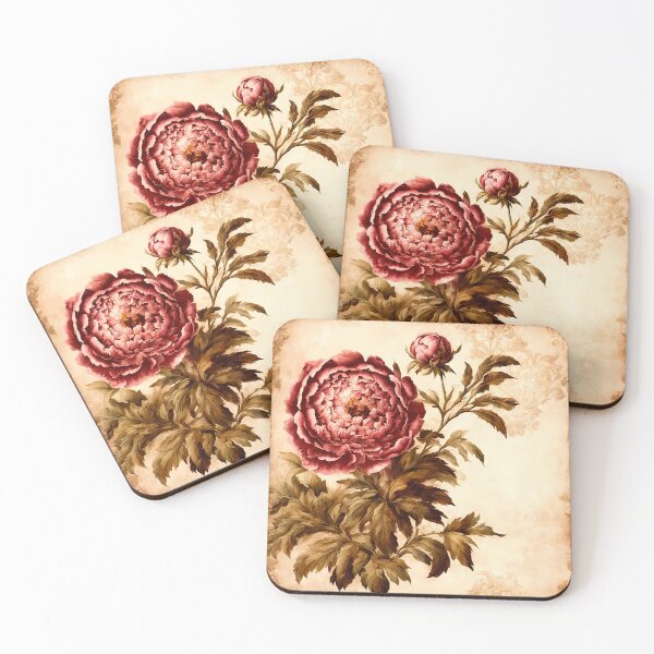 Item preview, Grand Vintage Peony Botanical on Aged Parchment designed and sold by LanaGustavsson.