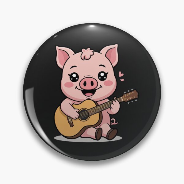 Item preview, Cute Chibi Pig Playing Guitar | Kawaii Pig Music Lover Cartoon | Funny Animal Music Design designed and sold by ColorSplash123.