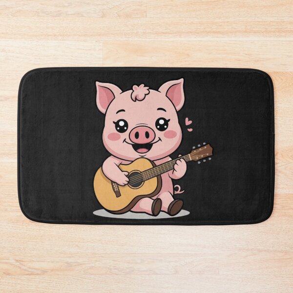 Item preview, Cute Chibi Pig Playing Guitar | Kawaii Pig Music Lover Cartoon | Funny Animal Music Design designed and sold by ColorSplash123.