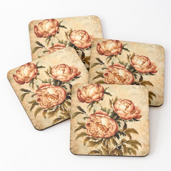 Item preview, Grand Vintage Peony Botanical on Aged Parchment designed and sold by LanaGustavsson.