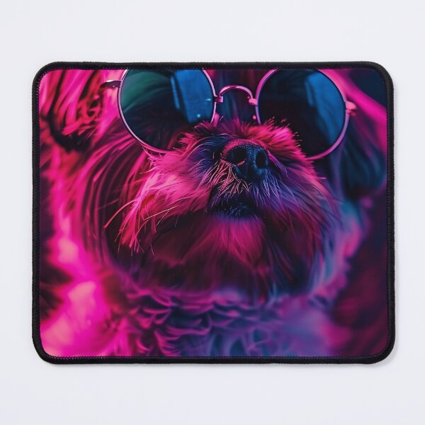 Item preview, Beautiful Dog Under Neon Lights Wall Art designed and sold by Eiwaprints.