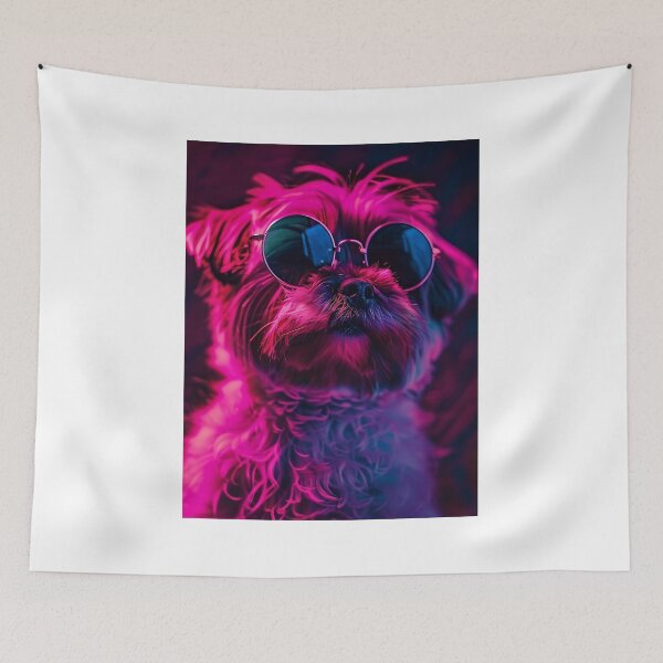 Item preview, Beautiful Dog Under Neon Lights Wall Art designed and sold by Eiwaprints.