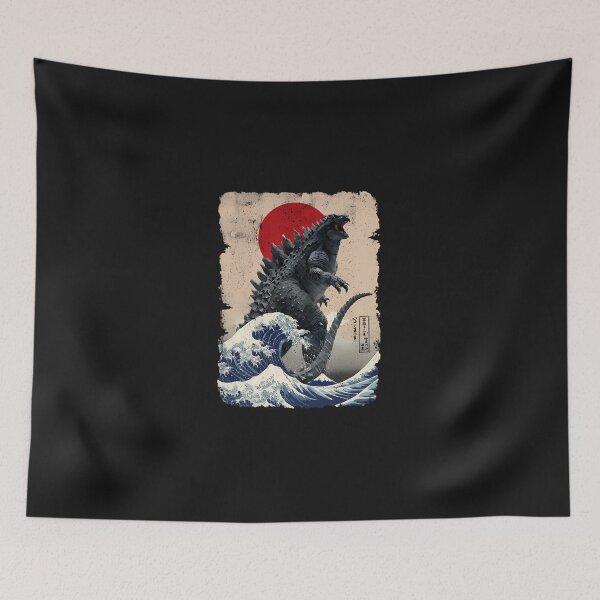 Item preview, Godzilla-And-The-Wave-Tan-Background---Rough designed and sold by custerdrgoe.
