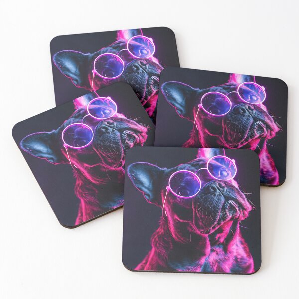 Item preview, Beautiful Dog Under Neon Lights Wall Artwork designed and sold by Eiwaprints.