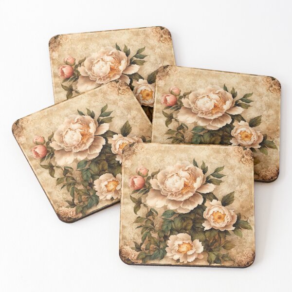 Item preview, Grand Vintage Peony Botanical on Aged Parchment designed and sold by LanaGustavsson.