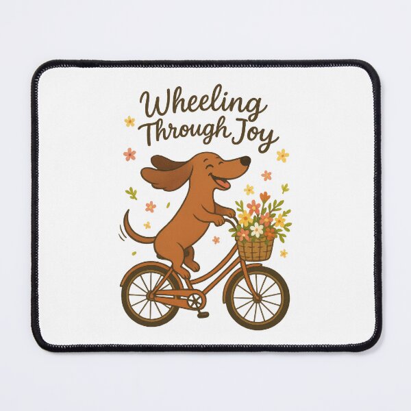 Item preview, Wheeling Through Joy – Cute Dachshund on Bicycle with Flowers Design designed and sold by inkoutninja.