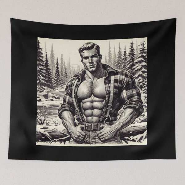 Item preview, Happy Gay Christmas "My Fella" Gay Lumberjack Tom of Finland Tribute Graphic Design designed and sold by ItsAKinkThing.