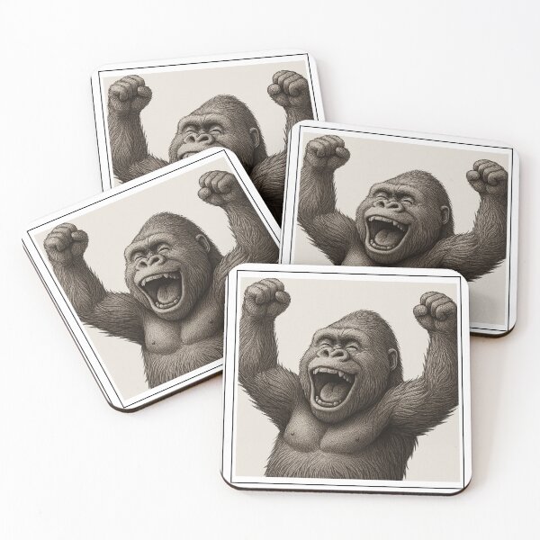 Item preview, Celebrating Gorilla - Joyful and Excited Ape Illustration designed and sold by corocoro-coron.