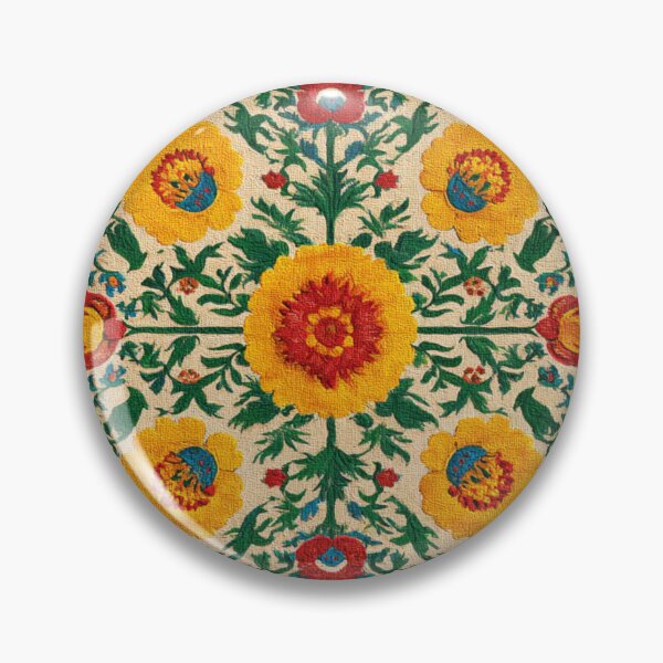 Item preview, Uzbekistan Neem Embroidery Flowers Traditional Carpet designed and sold by GrinGalore.