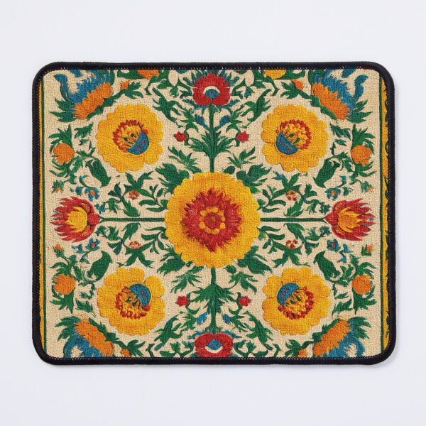 Item preview, Uzbekistan Neem Embroidery Flowers Traditional Carpet designed and sold by GrinGalore.