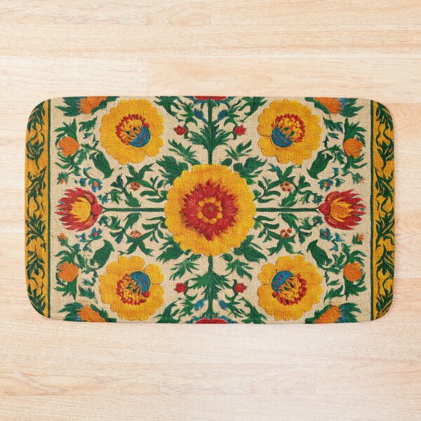 Item preview, Uzbekistan Neem Embroidery Flowers Traditional Carpet designed and sold by GrinGalore.