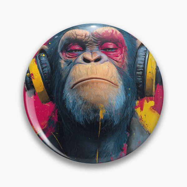 Item preview, Dj Monkey Thinker Color Splash With Headphones Art designed and sold by GrinGalore.