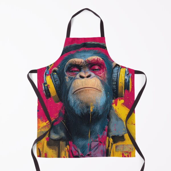Item preview, Dj Monkey Thinker Color Splash With Headphones Art designed and sold by GrinGalore.