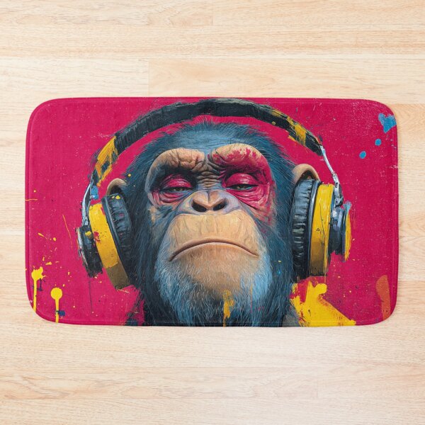 Item preview, Dj Monkey Thinker Color Splash With Headphones Art designed and sold by GrinGalore.
