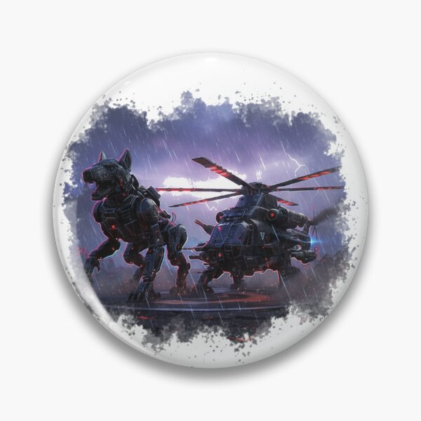 Item preview, Futuristic Robot Dog & Military Helicopter – Cyberpunk Sci-Fi Design designed and sold by ValeronPrints.