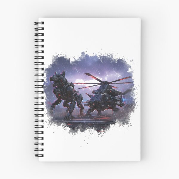 Item preview, Futuristic Robot Dog & Military Helicopter – Cyberpunk Sci-Fi Design designed and sold by ValeronPrints.