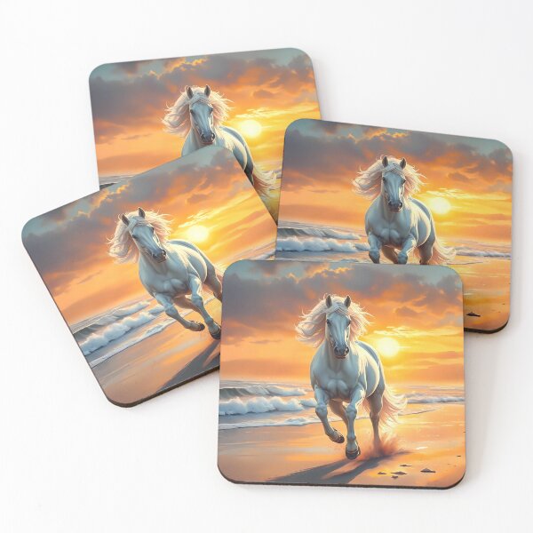 Item preview, White Horse at Sunset: Galloping on the Beach designed and sold by SolaoLab.