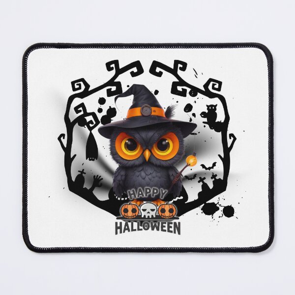 Item preview, Cute Halloween Owl with Witch Hat & Pumpkin Lantern designed and sold by Medeea Publishing.