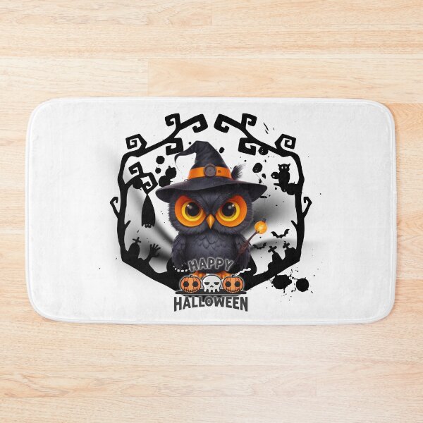 Item preview, Cute Halloween Owl with Witch Hat & Pumpkin Lantern designed and sold by Medeea Publishing.