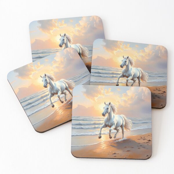 Item preview, White Horse at Sunset: Running on the Shore designed and sold by SolaoLab.